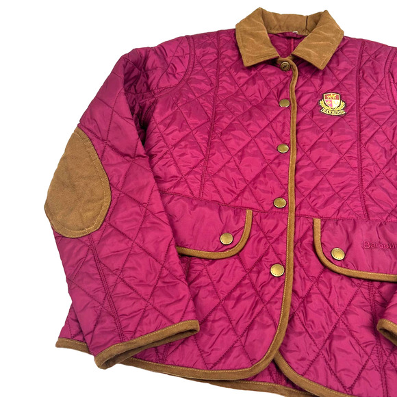 Barbour Kids Quilted Jacket - Pink and Brown - Picture 4 of 6